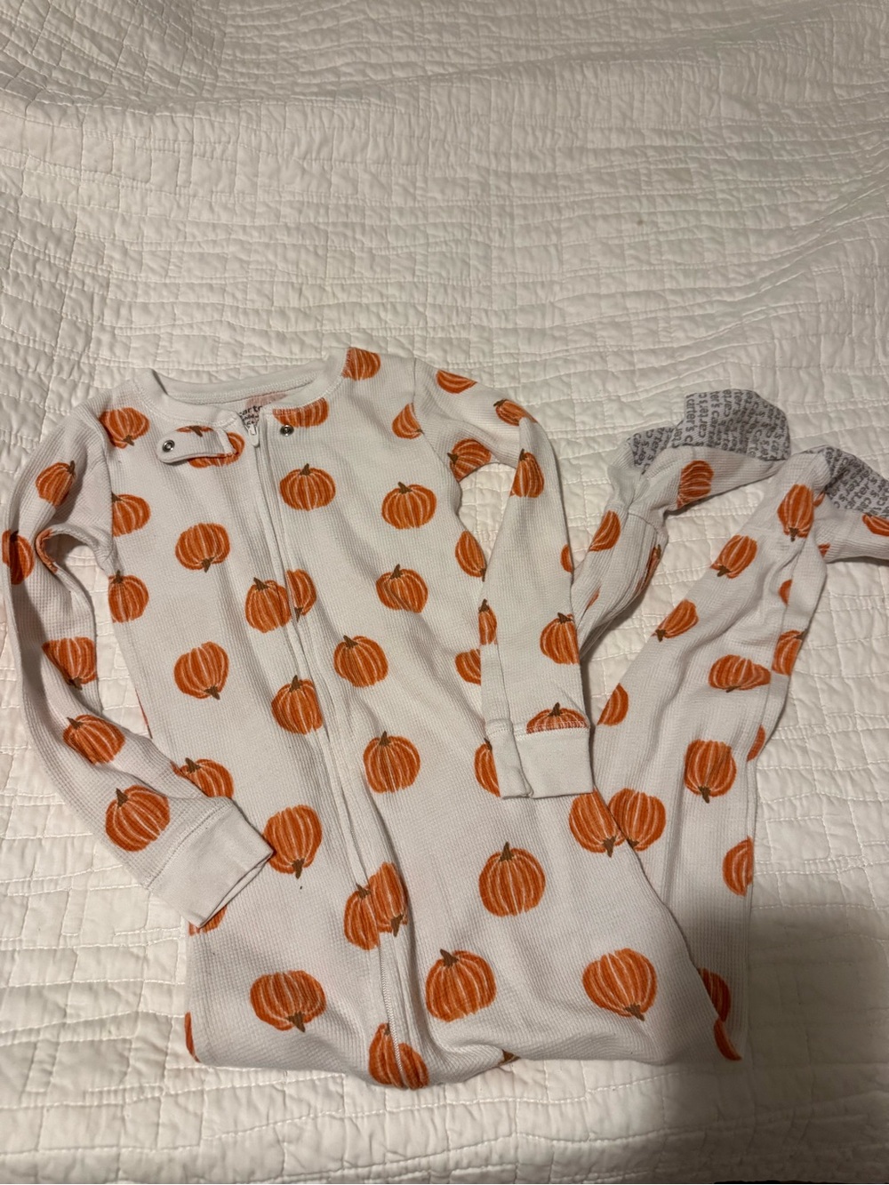 Carter's White Kids Pajama Set with Orange Pumpkin Print